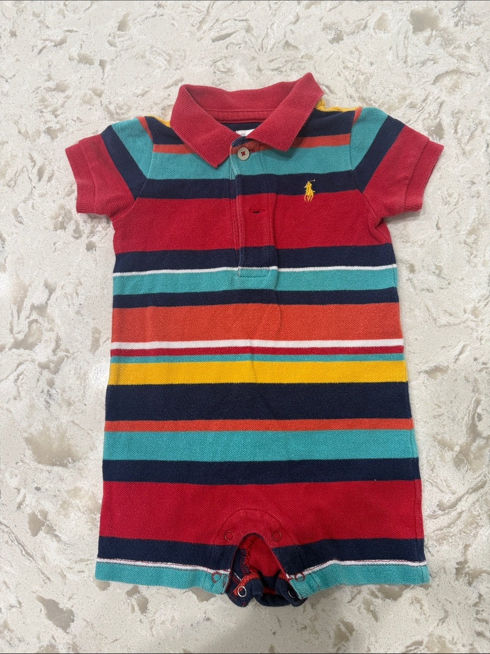 Polo by Ralph Lauren Red Multi-Stripe Baby One-Piece Bodysuit
